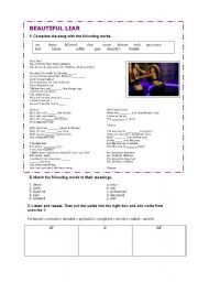 English Worksheet: Beyonce and Shakiras Beautiful liar