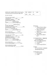 English Worksheet: grammar through songs future forms - All my  -Beatles