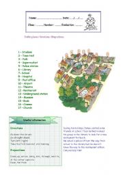 English Worksheet: Public places / directions / Prepositions