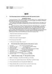 English worksheet: Read the passage and answer the following questions