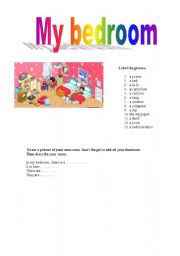 English worksheet: my bedroom