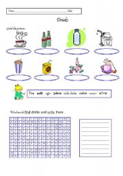 English Worksheet: drinks