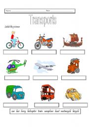 English Worksheet: Transports-label pictures