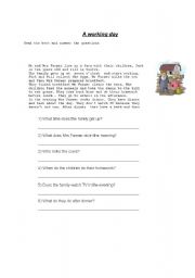 English Worksheet: A WORKING DAY