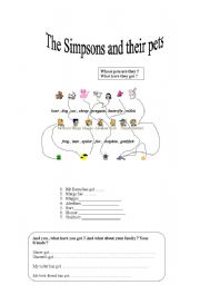 English Worksheet: the Simpsons and their pets