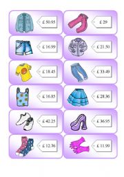 English Worksheet: Shopping Cards 2