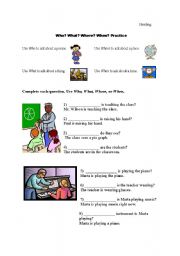 English Worksheet: Who, What, When, Where practice