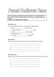 English Worksheet: Present cont tense