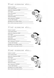 English Worksheet: Find someone who