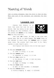 English Worksheet: Meaning of words
