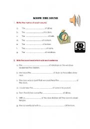 English Worksheet: Know the Sounds in Everyday life