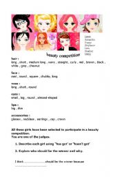English Worksheet: beauty competition