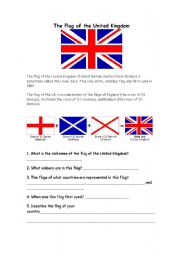English Worksheet: The Flag of the United Kingdom (reading)