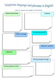 English Worksheet: Telephone language and phrases 