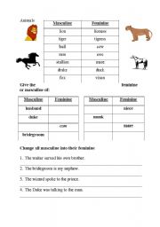 masculine and feminine worksheet2