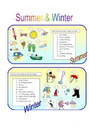 English Worksheet: Summer  & Winter