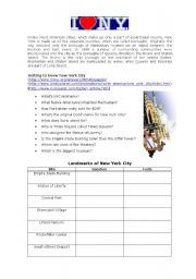 English Worksheet: Getting to know New York City