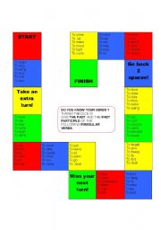 English Worksheet: irregular verb game