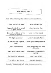 English Worksheet: When will you...?