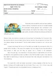 English Worksheet: Buying Green