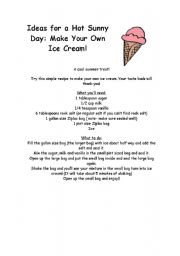 English Worksheet: RECIPE: make your own Ice cream!
