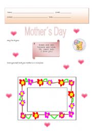 English Worksheet: Mothers day worksheet