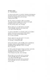 English Worksheet: Song: Penny Lane, by The Beatles