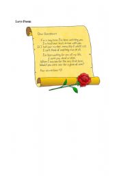 English Worksheet: LOVE  POEM