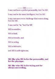 English Worksheet: ME