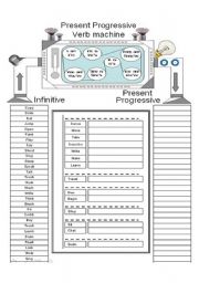 Present Progressive Verb Machine