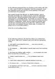 English Worksheet: Spelling and words ending in -able -ible