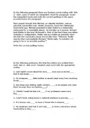 English worksheet: Spelling and words ending in -able -ible