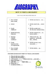 English Worksheet: How to write a biography