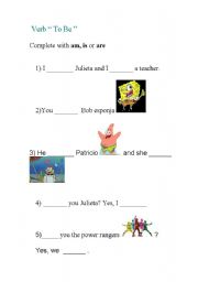 English Worksheet: Verb to be