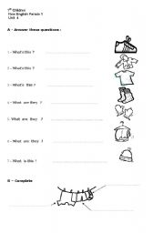 English worksheet: Use of This -They   with clothes