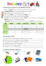 English Worksheet: School