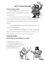 English Worksheet: Reading Comprehension: Captain Redbeard