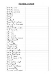 English Worksheet: commands