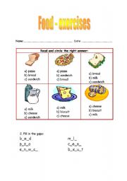 English worksheet: food