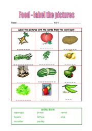 English worksheet: Food