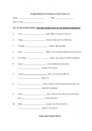 English worksheet: past tense revision