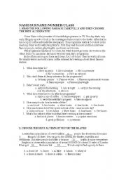 English worksheet: reading