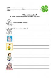 English Worksheet: illness and advice (what is the matter?)