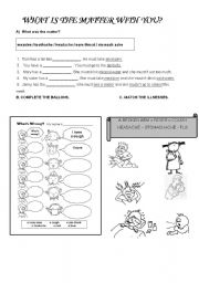 English Worksheet: What is the matter with you?