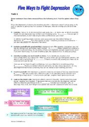 English Worksheet: Five Ways to Fight Depression