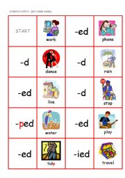 English Worksheet: DOMINO CARDS - regular verbs  - past endings