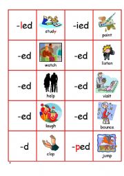 English Worksheet: DOMINO CARDS - past simple endings (regular) - part 2