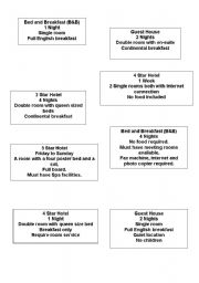 English Worksheet: role play hotel cards