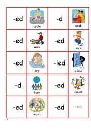 English Worksheet: DOMINO CARDS - past simple endings (regular) - part 3