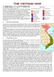 English Worksheet: THE VIETNAM WAR READING COMPREHENSION